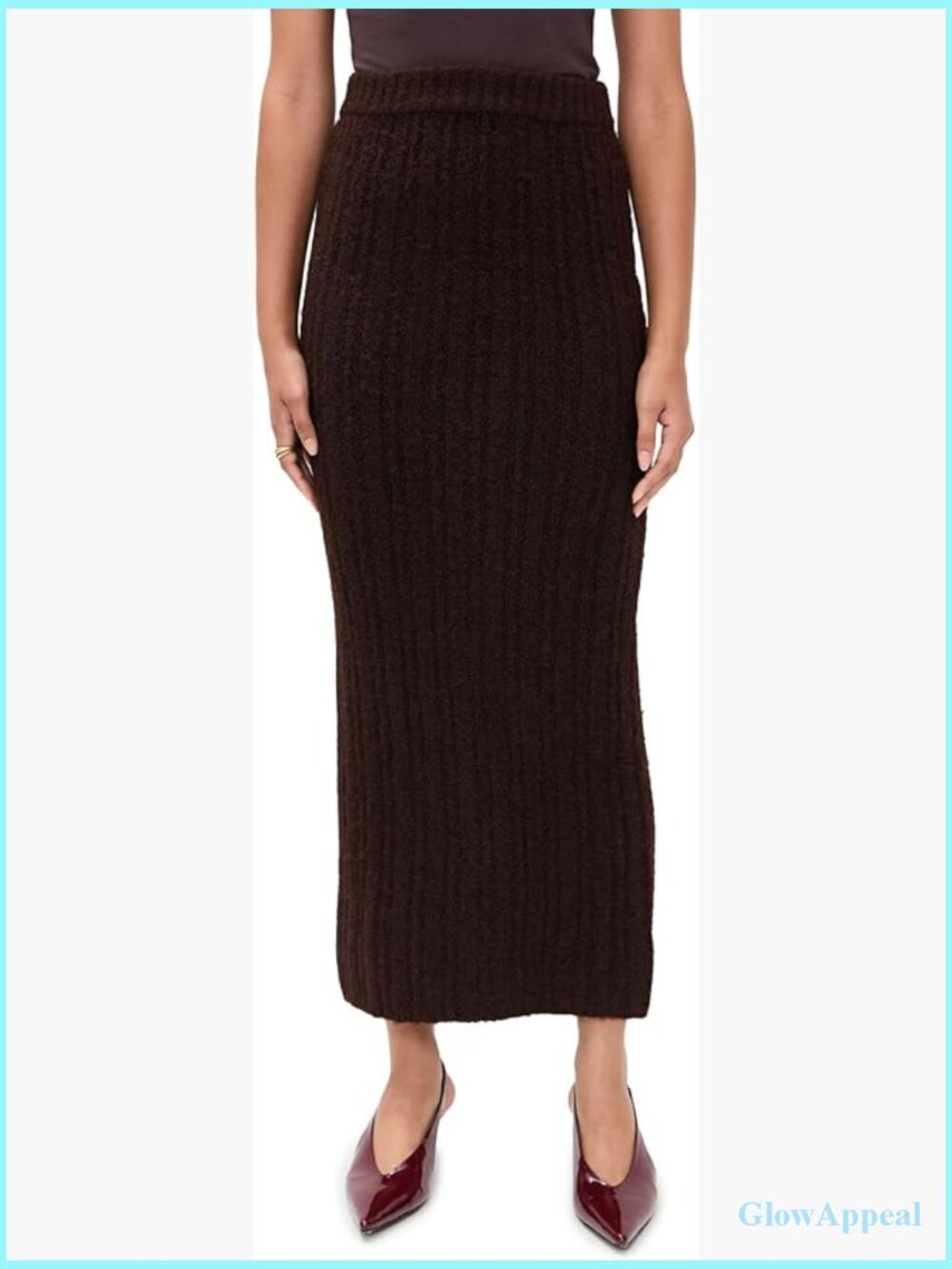 High Rise Maxi Skirt with Elastic Waist - Stretchy Knit